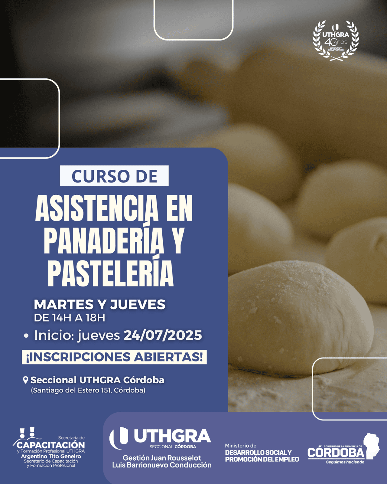 Nuevo Curso de Asistencia en Panadería y Pastelería en UTHGRA Córdoba